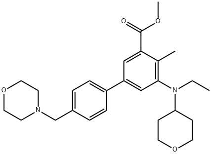 [1,1'-Biphenyl]-3-carboxylic acid, 5-[ethyl(tetrahydro-2H-pyran-4-yl)amino]-4-methyl-4'-(4-morpholinylmethyl)-, methyl ester Struktur