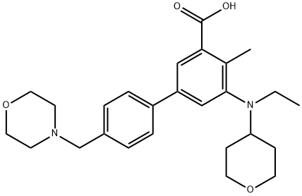 [1,1'-Biphenyl]-3-carboxylic acid, 5-[ethyl(tetrahydro-2H-pyran-4-yl)amino]-4-methyl-4'-(4-morpholinylmethyl)- Struktur