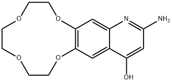 13-aMino-2,3,5,6,8,9-hexahydro-[1,4,7,10]tetraoxacyclododecino[2,3-g]quinolin-15-ol Struktur