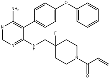 2-Propen-1-one, 1-[4-[[[6-amino-5-(4-phenoxyphenyl)-4-pyrimidinyl]amino]methyl]-4-fluoro-1-piperidinyl]- Struktur