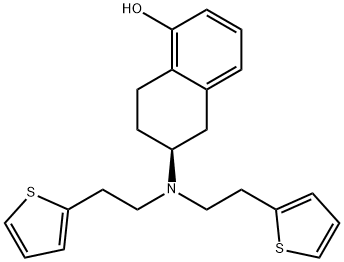 1-Naphthalenol, 6-[bis[2-(2-thienyl)ethyl]amino]-5,6,7,8-tetrahydro-, (6S)- Struktur