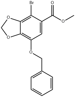 1,3-Benzodioxole-5-carboxylic acid, 4-bromo-7-(phenylmethoxy)-, methyl ester Struktur