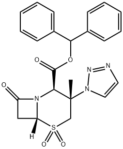 5-Thia-1-azabicyclo[4.2.0]octane-2-carboxylic acid, 3-methyl-8-oxo-3-(1H-1,2,3-triazol-1-yl)-, diphenylmethyl ester, 5,5-dioxide, (2R,3S,6R)- Struktur