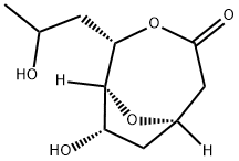 3,9-Dioxabicyclo[4.2.1]nonan-4-one, 8-hydroxy-2-(2-hydroxypropyl)-, (1S,2S,6R,8S)- Struktur