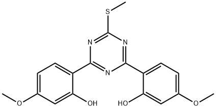 Phenol, 2,2-6-(methylthio)-1,3,5-triazine-2,4-diylbis5-methoxy- Struktur