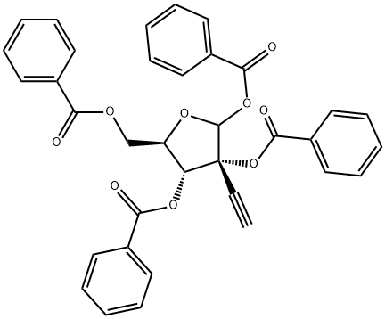 1',2',3',5'-Tetra-O-benzoyl-2'-beta-C-ethynyl-D-ribofuranose Struktur