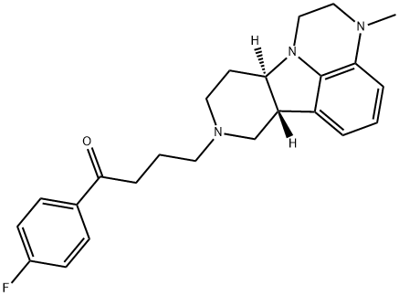 1-Butanone, 1-(4-fluorophenyl)-4-[(6bR,10aR)-2,3,6b,9,10,10a-hexahydro-3-methyl-1H-pyrido[3',4':4,5]pyrrolo[1,2,3-de]quinoxalin-8(7H)-yl]- Struktur