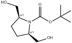 cis-2,5-Bis-hydroxymethyl-pyrrolidine-1-carboxylic acid tert-butyl ester Struktur