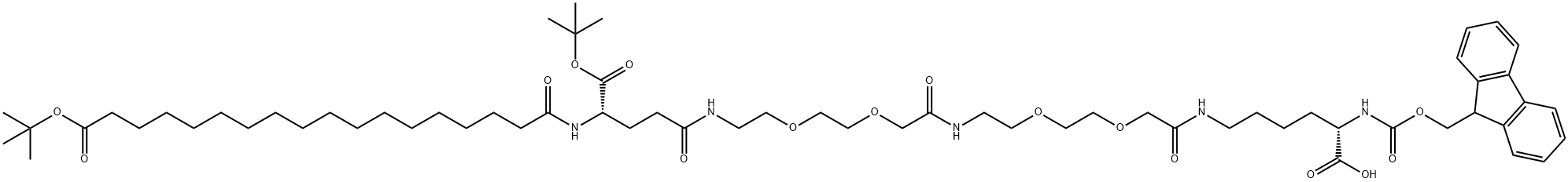 (3S,30S)-3-羧基-30-(叔丁氧羰基)- 9,18,27,32-四氧代-11,14,20,23-四氧雜-2,8,17,26,31-五氮雜四十九烷二酸 49-叔丁酯 1-(9H-芴-9-基甲基)酯 結(jié)構(gòu)式