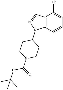 1-Piperidinecarboxylic acid, 4-(4-bromo-1H-indazol-1-yl)-, 1,1-dimethylethyl ester Struktur