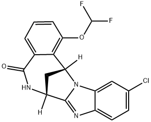 7,14-Methanobenzimidazo[1,2-b][2,5]benzodiazocin-5(14H)-one, 11-chloro-1-(difluoromethoxy)-6,7-dihydro-, (7R,14R)- Struktur