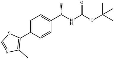 (S)-tert-butyl (1-(4-(4-methylthiazol-5-yl)phenyl)ethyl)carbamate Struktur