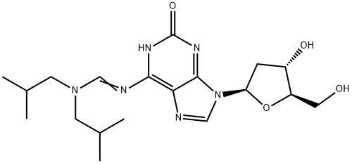 N6 -(Diisobutylaminomethylidene)-2'-deoxyisoguanosine Struktur