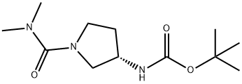 Carbamic acid, N-[(3S)-1-[(dimethylamino)carbonyl]-3-pyrrolidinyl]-, 1,1-dimethylethyl ester Struktur