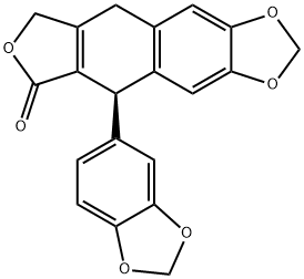 Furo[3',4':6,7]naphtho[2,3-d]-1,3-dioxol-6(8H)-one, 5-(1,3-benzodioxol-5-yl)-5,9-dihydro-, (5R)- Struktur