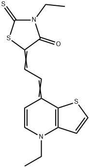 Rhodanine, 3-ethyl-5-2-(7-ethylthieno2,3-bpyridin-4(7H)-ylidene)ethylidene- Struktur