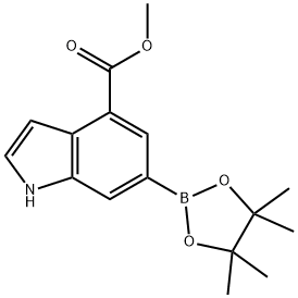 Methyl 6-(tetramethyl-1,3,2-dioxaborolan-2-yl)-1H-indole-4-carboxylate Struktur