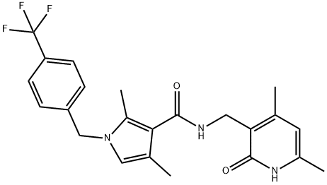 1H-Pyrrole-3-carboxamide, N-[(1,2-dihydro-4,6-dimethyl-2-oxo-3-pyridinyl)methyl]-2,4-dimethyl-1-[[4-(trifluoromethyl)phenyl]methyl]- Struktur