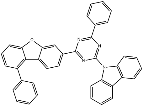 9H-Carbazole, 9-[4-phenyl-6-(9-phenyl-3-dibenzofuranyl)-1,3,5-triazin-2-yl]- Struktur