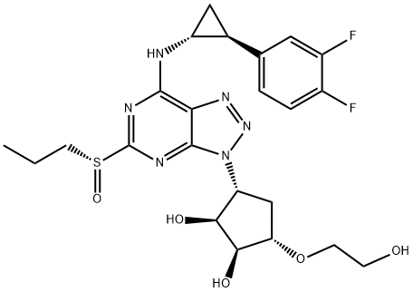 1,2-Cyclopentanediol, 3-[7-[[(1R,2S)-2-(3,4-difluorophenyl)cyclopropyl]amino]-5-[(R)-propylsulfinyl]-3H-1,2,3-triazolo[4,5-d]pyrimidin-3-yl]-5-(2-hydroxyethoxy)-, (1S,2S,3R,5S)- Struktur