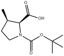 (2S,3R)-1-Boc-3-methyl-pyrrolidine-2-carboxylic acid Struktur