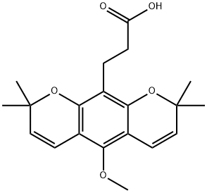 5-Methoxy-2,2,8,8-tetramethyl-2H,8H-benzo[1,2-b:5,4-b']dipyran-10-propanoic acid Struktur