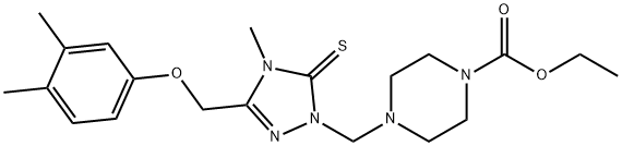 ethyl 4-[[3-[(3,4-dimethylphenoxy)methyl]-4-methyl-5-sulfanylidene-1,2,4-triazol-1-yl]methyl]piperazine-1-carboxylate Struktur