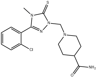 1-[[3-(2-chlorophenyl)-4-methyl-5-sulfanylidene-1,2,4-triazol-1-yl]methyl]piperidine-4-carboxamide Struktur