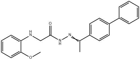 N'-[1-(4-biphenylyl)ethylidene]-2-[(2-methoxyphenyl)amino]acetohydrazide (non-preferred name) Struktur