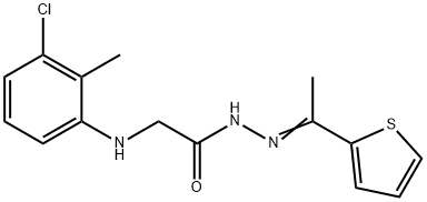 2-[(3-chloro-2-methylphenyl)amino]-N'-[1-(2-thienyl)ethylidene]acetohydrazide (non-preferred name) Struktur