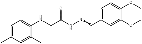 N'-(3,4-dimethoxybenzylidene)-2-[(2,4-dimethylphenyl)amino]acetohydrazide (non-preferred name) Struktur