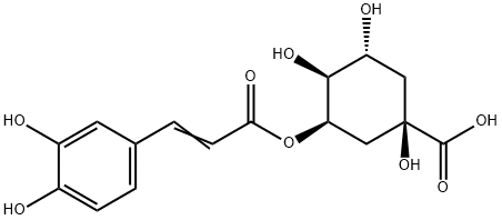 Cyclohexanecarboxylic acid, 3-[[3-(3,4-dihydroxyphenyl)-1-oxo-2-propen-1-yl]oxy]-1,4,5-trihydroxy-, (1R,3R,4S,5R)- Struktur