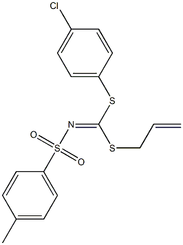 (NE)-N-[(4-chlorophenyl)sulfanyl-prop-2-enylsulfanylmethylidene]-4-methylbenzenesulfonamide Struktur