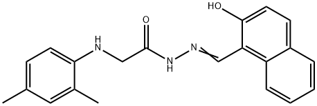 2-[(2,4-dimethylphenyl)amino]-N'-[(2-hydroxy-1-naphthyl)methylene]acetohydrazide (non-preferred name) Struktur