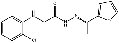 2-[(2-chlorophenyl)amino]-N'-[1-(2-furyl)ethylidene]acetohydrazide (non-preferred name) Struktur