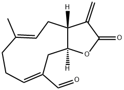 (3aR,5E,9E,11aS)-2,3,3aα,4,7,8,11,11aβ-Octahydro-2-oxo-6-methyl-3-methylenecyclodeca[b]furan-10-carbaldehyde Struktur