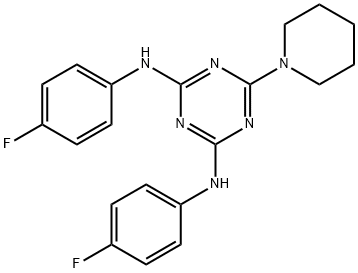 2-N,4-N-bis(4-fluorophenyl)-6-piperidin-1-yl-1,3,5-triazine-2,4-diamine Struktur