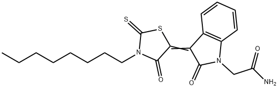 2-[(3Z)-3-(3-octyl-4-oxo-2-sulfanylidene-1,3-thiazolidin-5-ylidene)-2-oxoindol-1-yl]acetamide Struktur