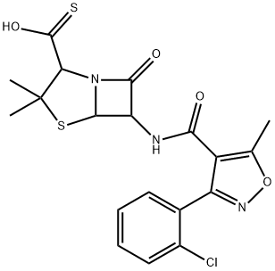 4-Thia-1-azabicyclo[3.2.0]heptane-2-carbothioic acid, 6-[3-(o-chlorophenyl)-5-methyl-4-isoxazolecarboxamido]-3,3-dimethyl-7-oxo- (7CI,8CI) Struktur