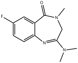 5H-1,4-Benzodiazepin-5-one, 2-(dimethylamino)-7-fluoro-3,4-dihydro-4-methyl- Struktur