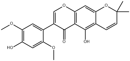 5-Hydroxy-7-(4-hydroxy-2,5-dimethoxyphenyl)-2,2-dimethyl-2H,6H-benzo[1,2-b:5,4-b']dipyran-6-one Struktur