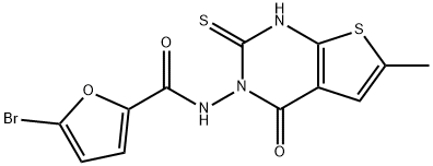 5-bromo-N-(6-methyl-4-oxo-2-sulfanylidene-1H-thieno[2,3-d]pyrimidin-3-yl)furan-2-carboxamide Struktur