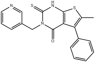 6-methyl-5-phenyl-3-(pyridin-3-ylmethyl)-2-sulfanylidene-1H-thieno[2,3-d]pyrimidin-4-one Struktur