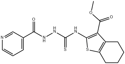 methyl 2-(2-nicotinoylhydrazinecarbothioamido)-4,5,6,7-tetrahydrobenzo[b]thiophene-3-carboxylate Struktur