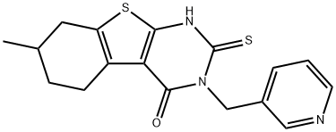 7-methyl-3-(pyridin-3-ylmethyl)-2-sulfanylidene-5,6,7,8-tetrahydro-1H-[1]benzothiolo[2,3-d]pyrimidin-4-one Struktur