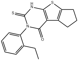 2-(2-ethylphenyl)-3-sulfanylidene-4,6,7,8-tetrahydrocyclopenta[2,3]thieno[2,4-b]pyrimidin-1-one Struktur