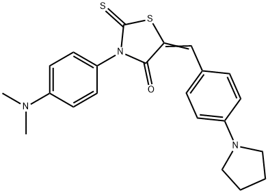 (5E)-3-[4-(dimethylamino)phenyl]-5-[(4-pyrrolidin-1-ylphenyl)methylidene]-2-sulfanylidene-1,3-thiazolidin-4-one Struktur