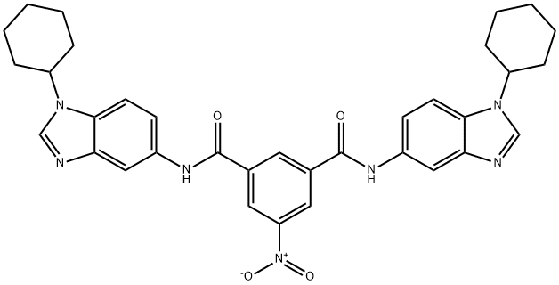 1-N,3-N-bis(1-cyclohexylbenzimidazol-5-yl)-5-nitrobenzene-1,3-dicarboxamide Struktur