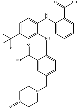 Benzoic  acid,  2-[[2-[(2-carboxyphenyl)amino]-5-(trifluoromethyl)phenyl]amino]-5-[(1-oxido-4-thiomorpholinyl)methyl]- Struktur