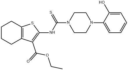 ethyl 2-(4-(2-hydroxyphenyl)piperazine-1-carbothioamido)-4,5,6,7-tetrahydrobenzo[b]thiophene-3-carboxylate Struktur